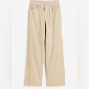 H&M Women’s Beige Tan Corduroy Wide-Leg Pants